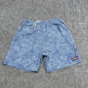 Vineyard Vines Shorts Mens M Blue Unlined Floral Swim Trunks Drawstring 30x7
